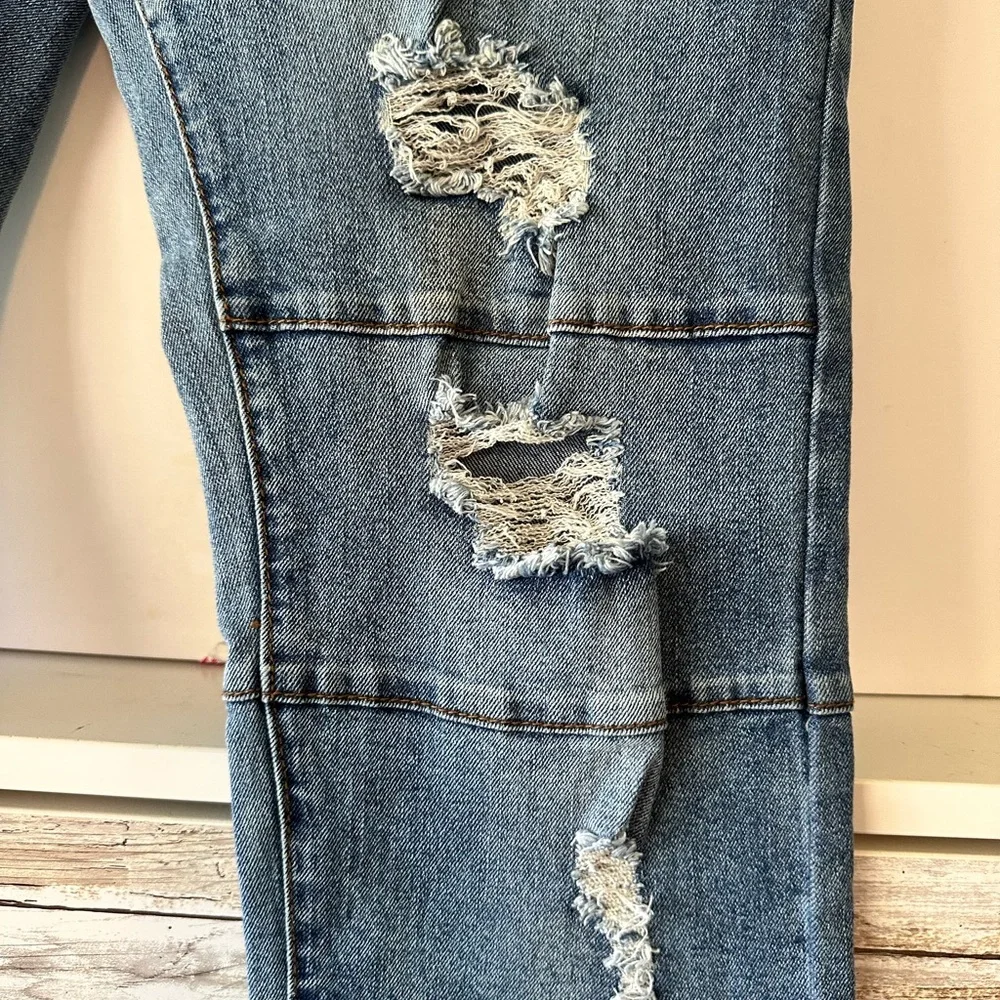 Smoke & Ash Moto Jeans 🔥 Distressed Skinny Denim 34x32 Stretch